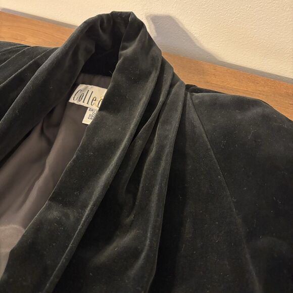 Vintage Black Velvet Long Opera Coat Dress Gothic Evening J S Collections Small - Picture 12 of 12